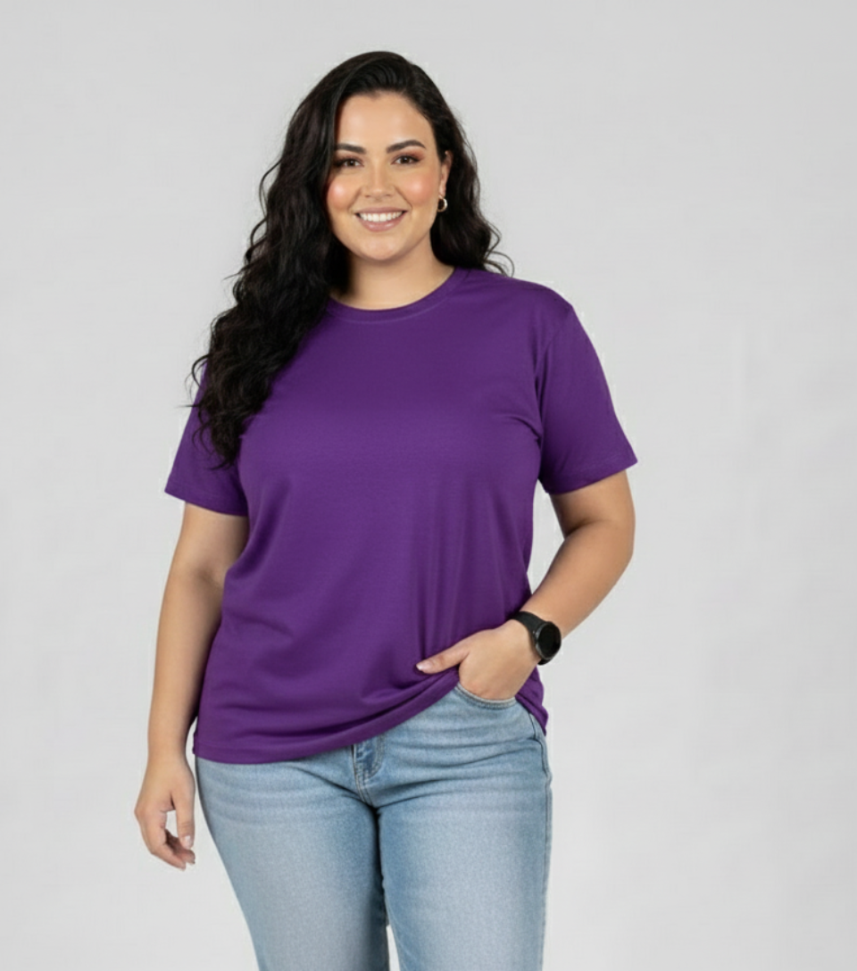 T-Shirt Feminina Plus Size Algodão Premium | Caimento Exclusivo e Conforto Inclusivo