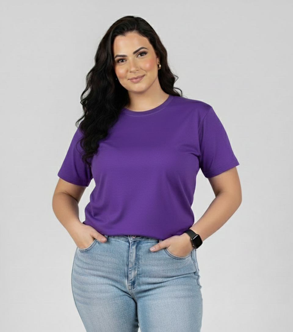 T-Shirt Feminina Plus Size Algodão Premium | Caimento Exclusivo e Conforto Inclusivo