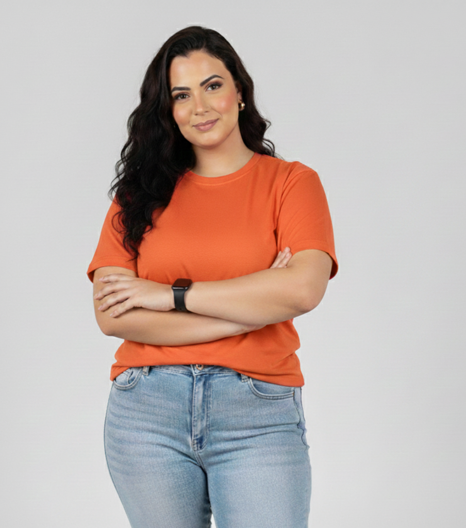 T-Shirt Feminina Plus Size Algodão Premium | Caimento Exclusivo e Conforto Inclusivo