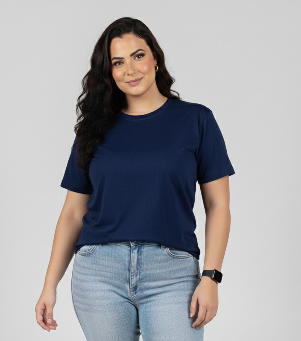 T-Shirt Feminina Plus Size Algodão Premium | Caimento Exclusivo e Conforto Inclusivo