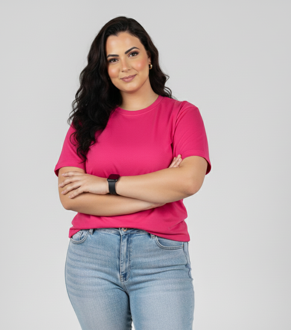 T-Shirt Feminina Plus Size Algodão Premium | Caimento Exclusivo e Conforto Inclusivo