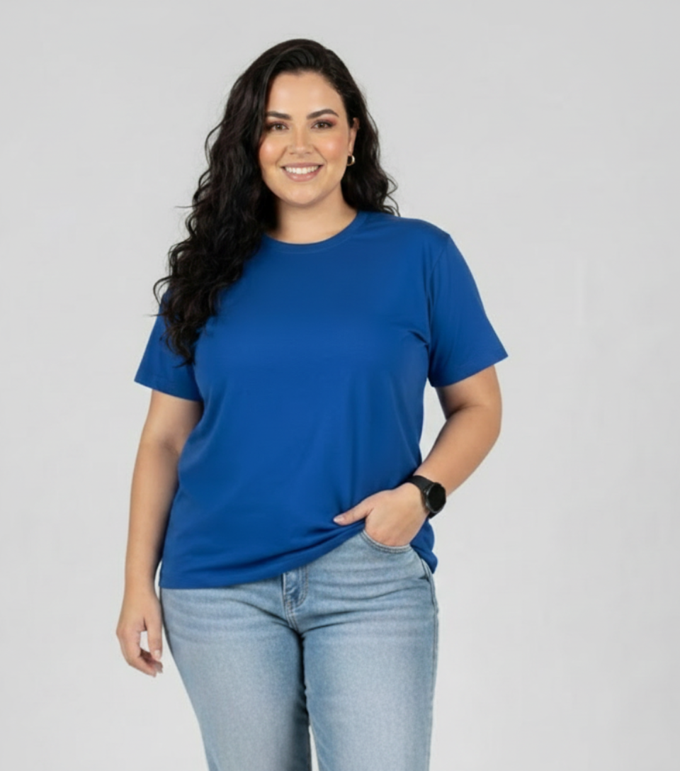 T-Shirt Feminina Plus Size Algodão Premium | Caimento Exclusivo e Conforto Inclusivo