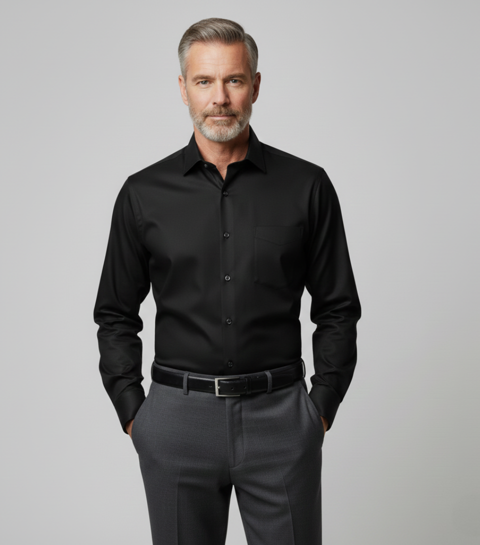 Camisa Social Tricoline Masculina | Elastano, Caimento Executivo e Bolso Estratégico