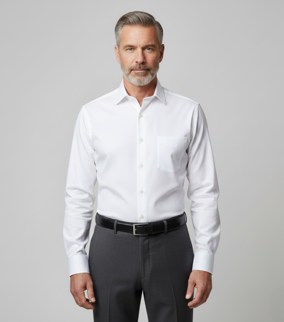 Camisa Social Tricoline Masculina | Elastano, Caimento Executivo e Bolso Estratégico