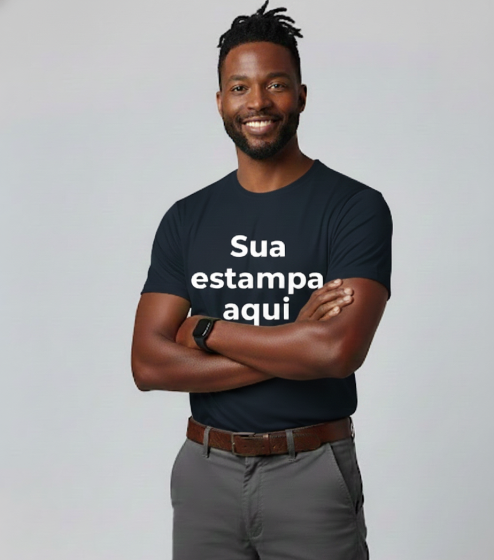 Camiseta Poliéster para Sublimação "Sua Estampa Aqui" | Cores Vivas e Personalização Ilimitada