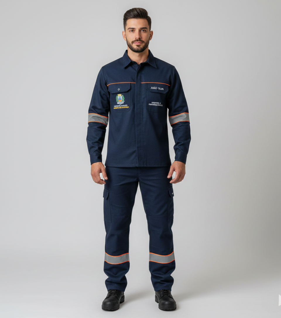 Uniforme de Brim Premium Bordado | Máxima Durabilidade e Resistência Industrial B2B