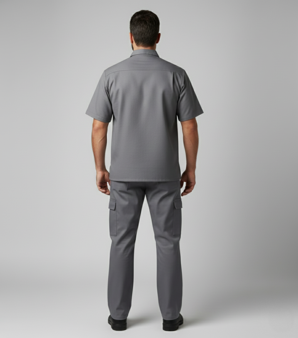 Conjunto Uniforme Profissional de Brim Padrão | Custo-Benefício e Estampagem Otimizada B2B